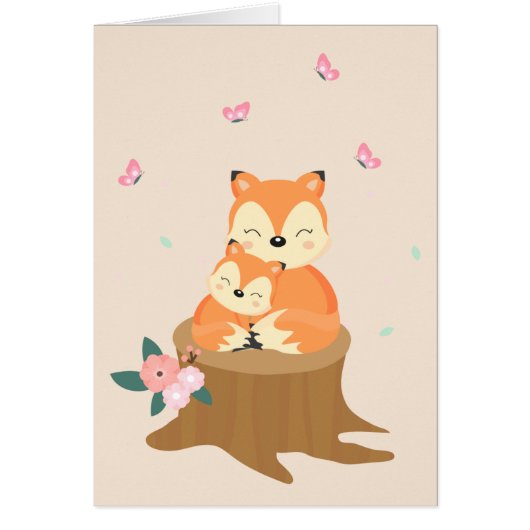 Tag der Mütter: süße Mama und Babyfüchse (Vorne)