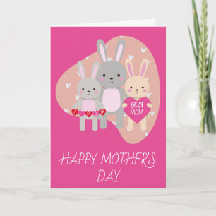 Tag der niedlichen Besten Mama Kaninchen Pink Hear Karte