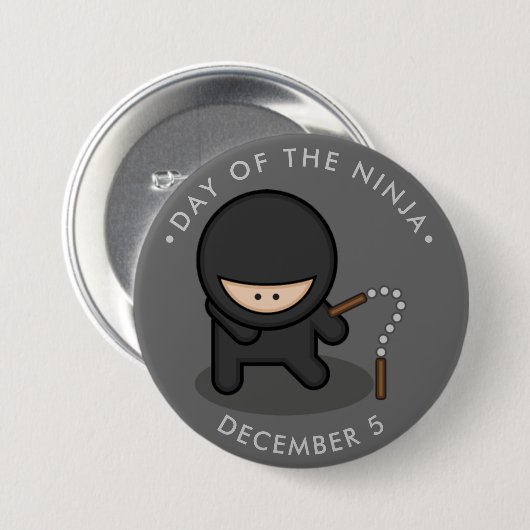 Tag der Ninja, Cartoon Nunchucks Button (Vorne & Hinten)
