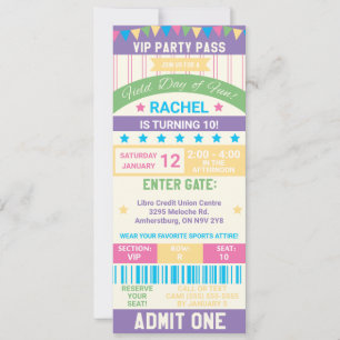 Tag der Pastelfelder, Sportticket zum Geburtstag Einladung