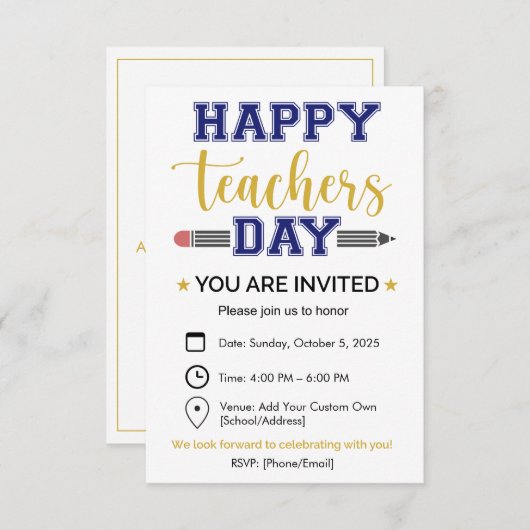 Tag der personalisierten Lehrer Einladung (Vorne/Hinten)