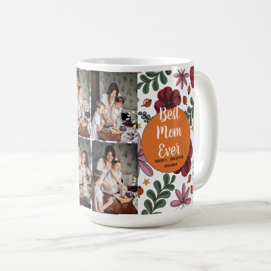 Tag der personalisierten Mütter,Foto Collage Blume Kaffeetasse (VorderseiteRechts)