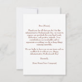 Tag der personalisierten Verwaltungspersonal Dankeskarte (Rückseite)
