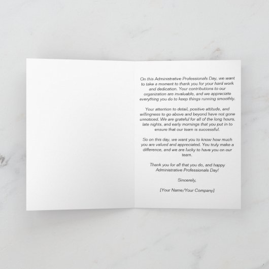 Tag der personalisierten Verwaltungspersonal Karte (Innenseite)