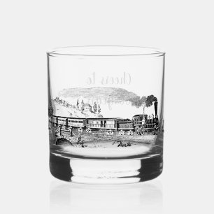 Tag der personalisierten Vintagen Dampfzug Whiskyglas