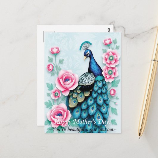 Tag der Pfau- und Rosenmütter Postkarte (Vorderseite/Rückseite Beispiel)