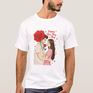 "Tag der romantischen Rose: Ein Paar Feier" T-Shirt