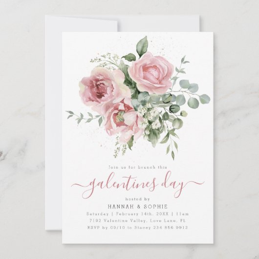 Tag der Rosa Blumengalentinen Einladung (Vorderseite)