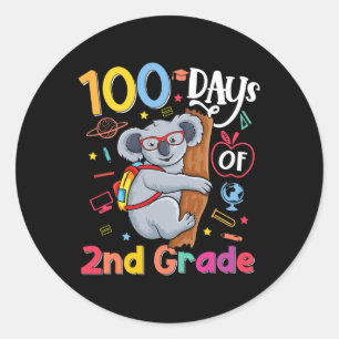 Tag der Schule 2. Klasse Kinder Koala 100 Tage sch Runder Aufkleber