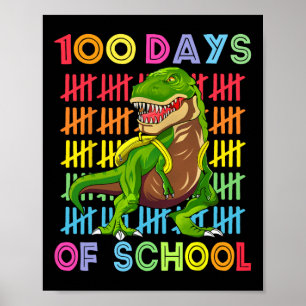 Tag der Schule Dino Kinder glücklich 100 Tage Dino Poster
