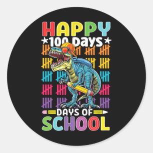 Tag der Schule Dino Kinder glücklich 100 Tage Dino Runder Aufkleber