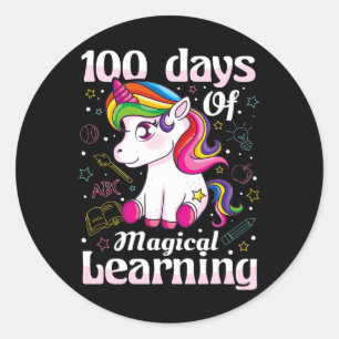 Tag der Schule Einhorn Mädchen 100 Tage der Schule Runder Aufkleber
