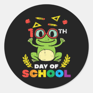 Tag der Schule Frog 100 Tage schlauer Lehrer Kinde Runder Aufkleber