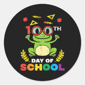 Tag der Schule Frog 100 Tage schlauer Lehrer Kinde Runder Aufkleber