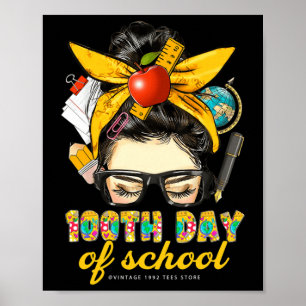 Tag der Schule Shirts 100 Tage Smarter Girls Messy Poster