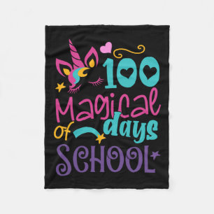 Tag der Schule Unicorn 100 Magische Tage Lehrer Gi Fleecedecke