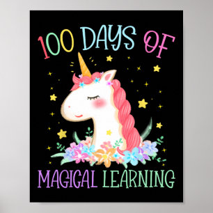 Tag der Schule Unicorn 100 Tage Magisches Lernen G Poster