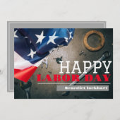 Tag der Solidarność-Arbeit mit US-Flagge Dankeskarte (Vorne/Hinten)