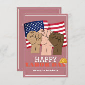 Tag der Solidarność-Arbeit mit US-Flagge Dankeskarte (Vorne/Hinten)