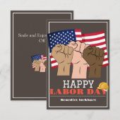 Tag der Solidarność-Arbeit mit US-Flagge Dankeskarte (Vorne/Hinten)