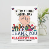 Tag der Solidarność-Arbeit mit US-Flagge Dankeskarte (Stehend Vorderseite)