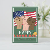 Tag der Solidarność-Arbeit mit US-Flagge Dankeskarte (Stehend Vorderseite)