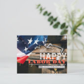 Tag der Solidarność-Arbeit mit US-Flagge Postkarte (Stehend Vorderseite)