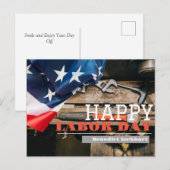 Tag der Solidarność-Arbeit mit US-Flagge Postkarte (Vorne/Hinten)