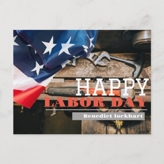 Tag der Solidarność-Arbeit mit US-Flagge Postkarte (Vorderseite)
