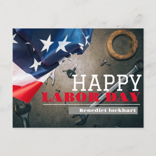 Tag der Solidarność-Arbeit mit US-Flagge Postkarte (Vorderseite)