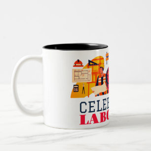 Tag der Solidarność-Arbeit mit US-Flagge Zweifarbige Tasse