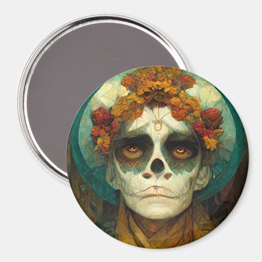 Tag der Toten 2 Fantasieschädel Magnet (Vorderseite/Rückseite)
