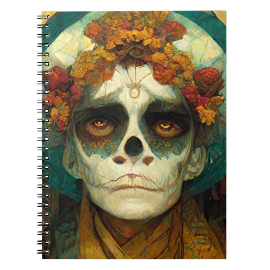 Tag der Toten 2 Fantasieschädel Notizblock (Vorderseite)