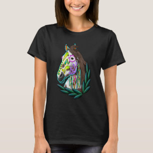 Tag der Toten Brauner Appaloosa Zucker-Schädel-Pfe T-Shirt
