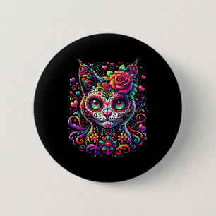 Tag der Toten Cinco De Mayo Katze Zucker-Schädel Button