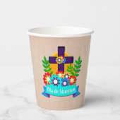 Tag der Toten Dämie Blume Familienkinder Pappbecher (Rückseite)