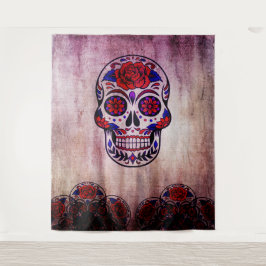 Tag der Toten Dia de Los Muertos Mauer Hintergrund Wandteppich