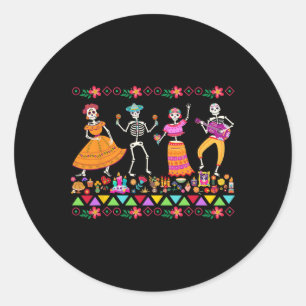 Tag der Toten Dia de Los Muertos mexikanisches Ske Runder Aufkleber