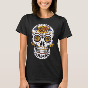 Tag der Toten Dia De Muertos Blume Zucker Schädel T-Shirt