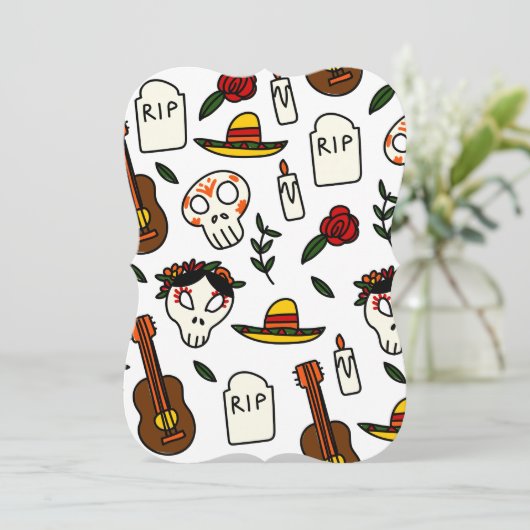 Tag der toten Doodle Einladung (Stehend Vorderseite)