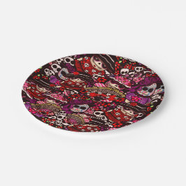 Tag der Toten Doodles Dia de los Muertos Pappteller