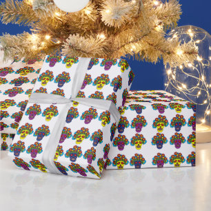 Tag der Toten Floraler Totenkopf Tag der Toten Geschenkpapier