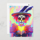 Tag der Toten Frau Postkarte (Vorne/Hinten)