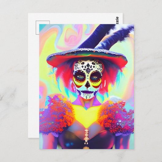 Tag der Toten Frau Postkarte (Vorne/Hinten)