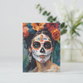 Tag der Toten Frau Postkarte (Stehend Vorderseite)