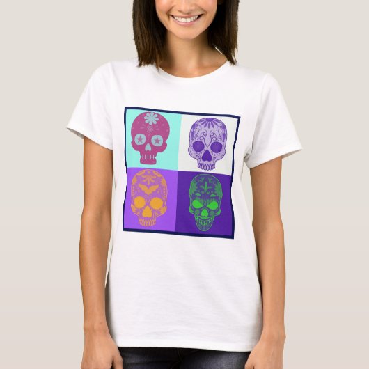 Tag der Toten Funky Skulls T-Shirt (Vorderseite)
