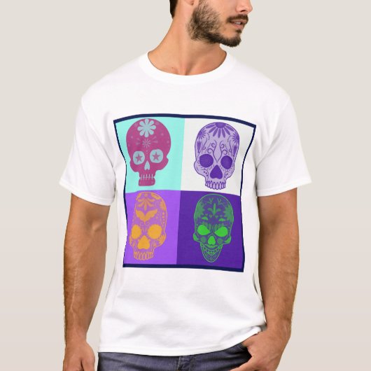 Tag der Toten Funky Skulls T-Shirt (Vorderseite)