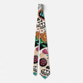 Tag der toten großen Zuckerschädel & Blume Schwarz Krawatte (Rückseite)