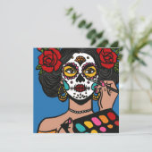 Tag der Toten Hand Drawn Catrina Einladung (Stehend Vorderseite)