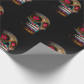 Tag der Toten, Hübscher Macabre-Schädel Geschenkpapier (Ecke)